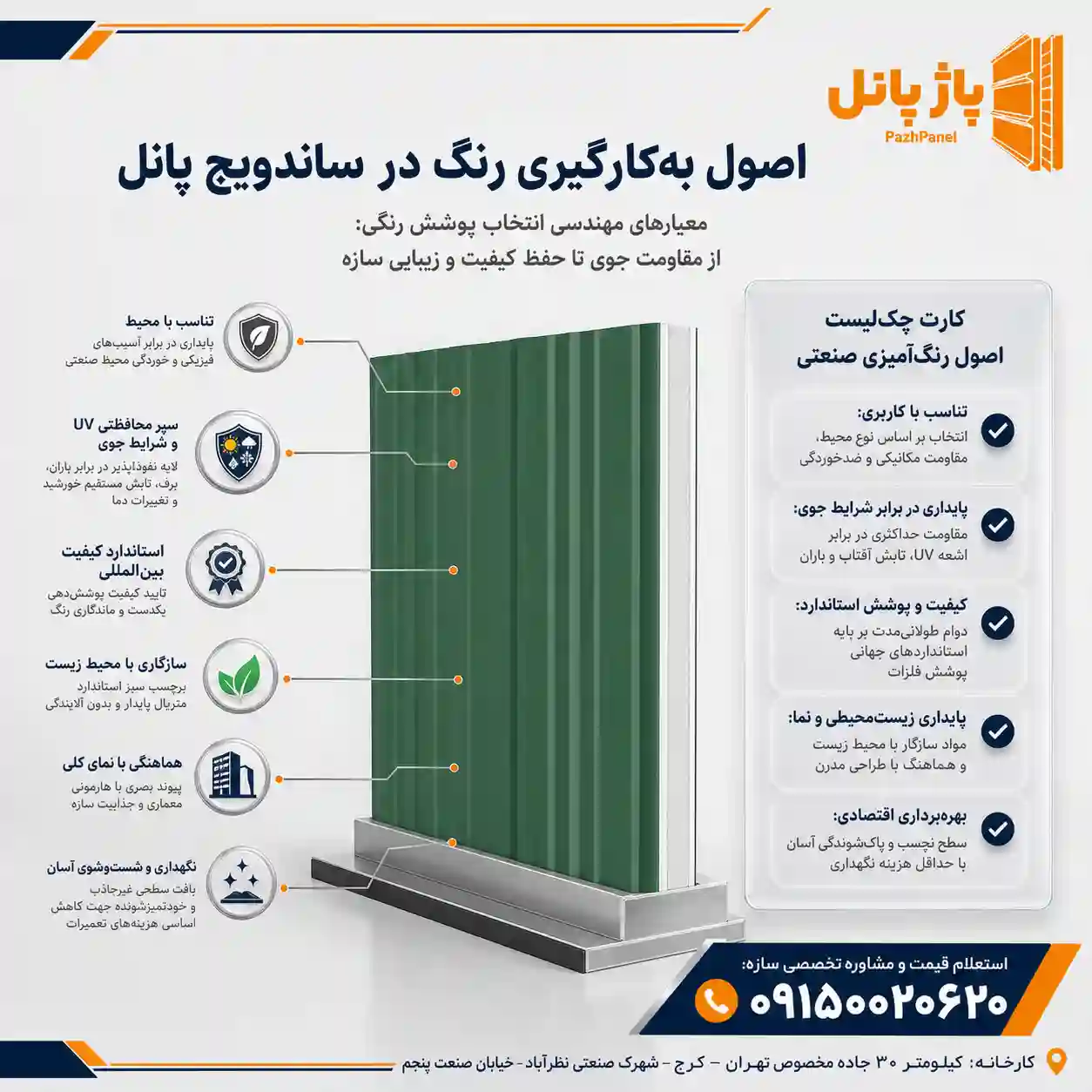  اصول به کارگیری رنگ ها در ساندویچ پانل ها