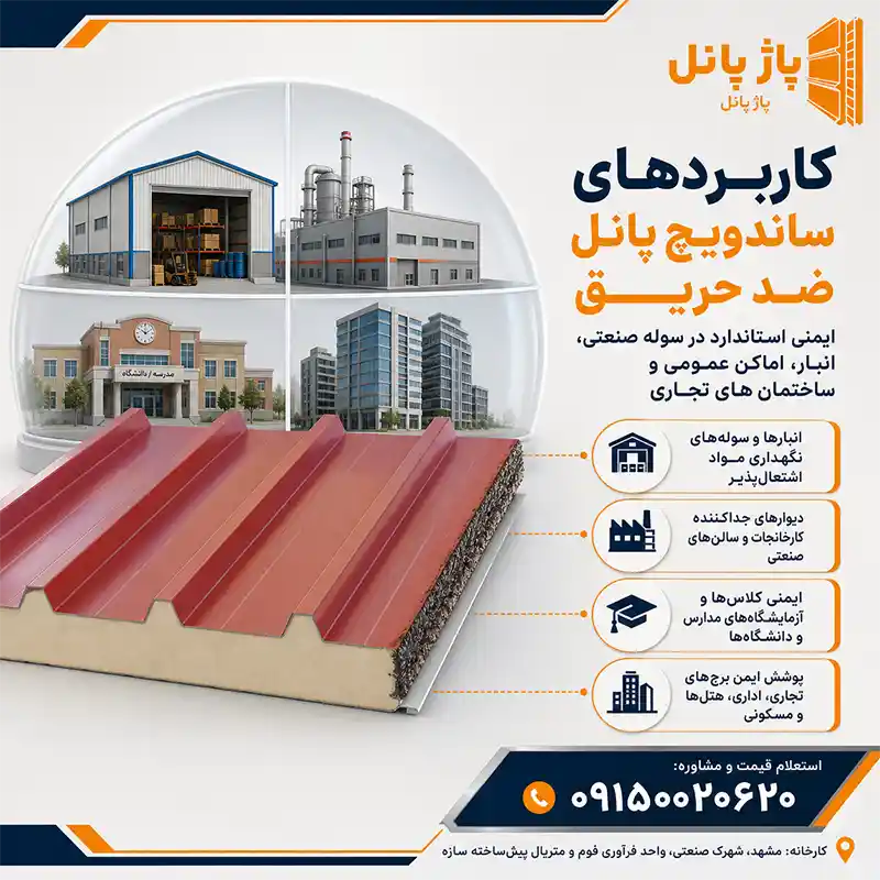 کاربردهای ساندویچ پانل ضدحریق (نسوز)