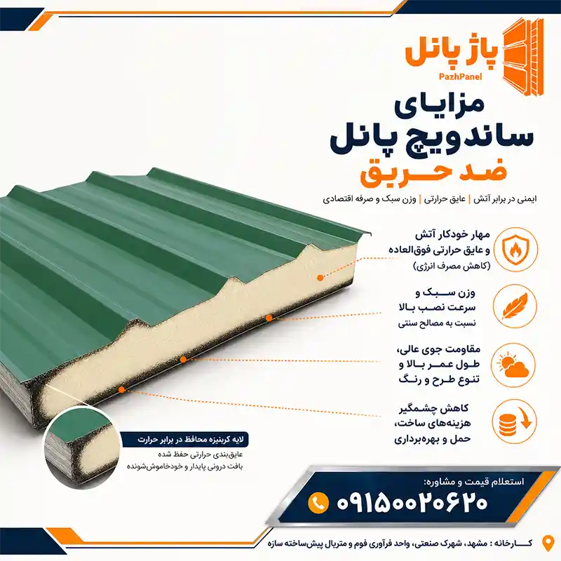 مزایای ساندویچ پانل نسوز یا ضدحریق