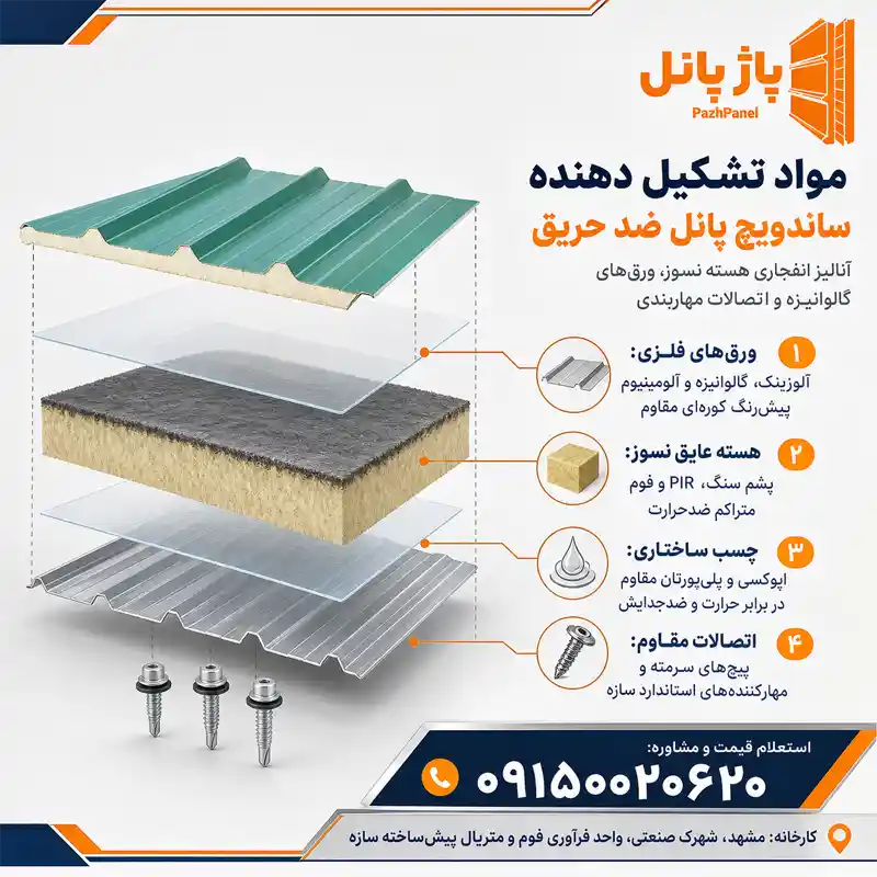 مواد تشکیل دهنده ساندویچ پانل ضد حریق