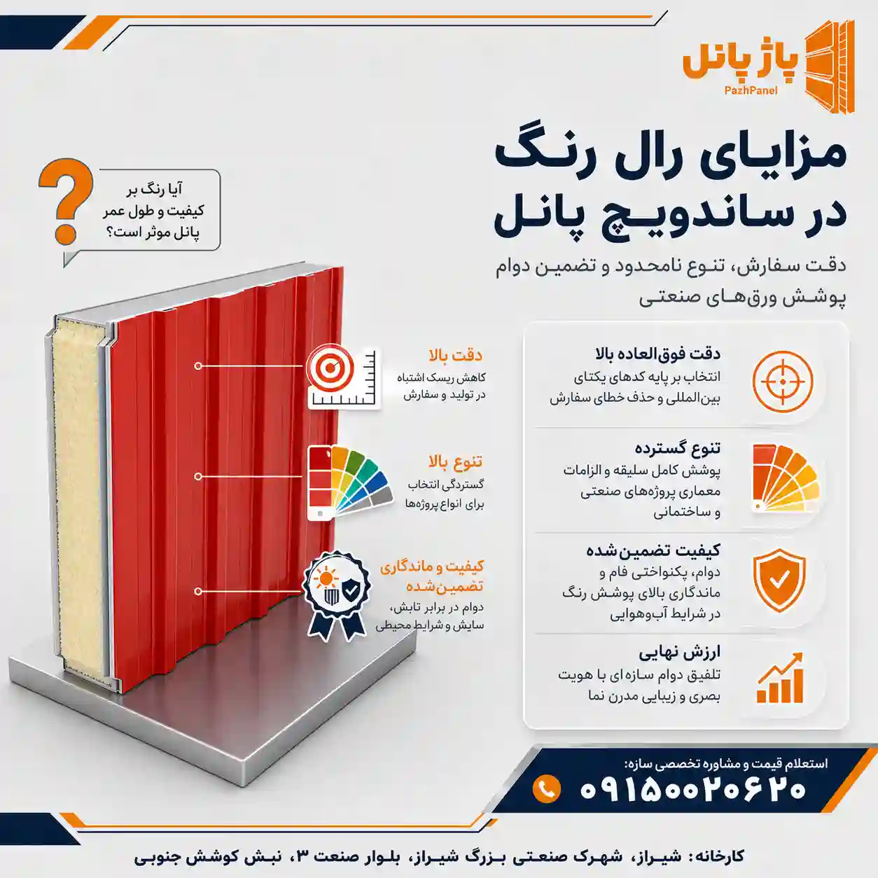 مزایای استفاده از رال رنگی در پانل های ساندویچی